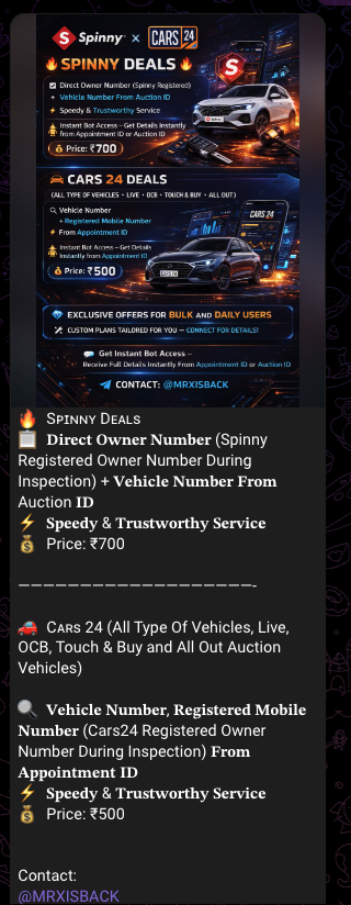 Advertisement for Spinny and Cars24 data services