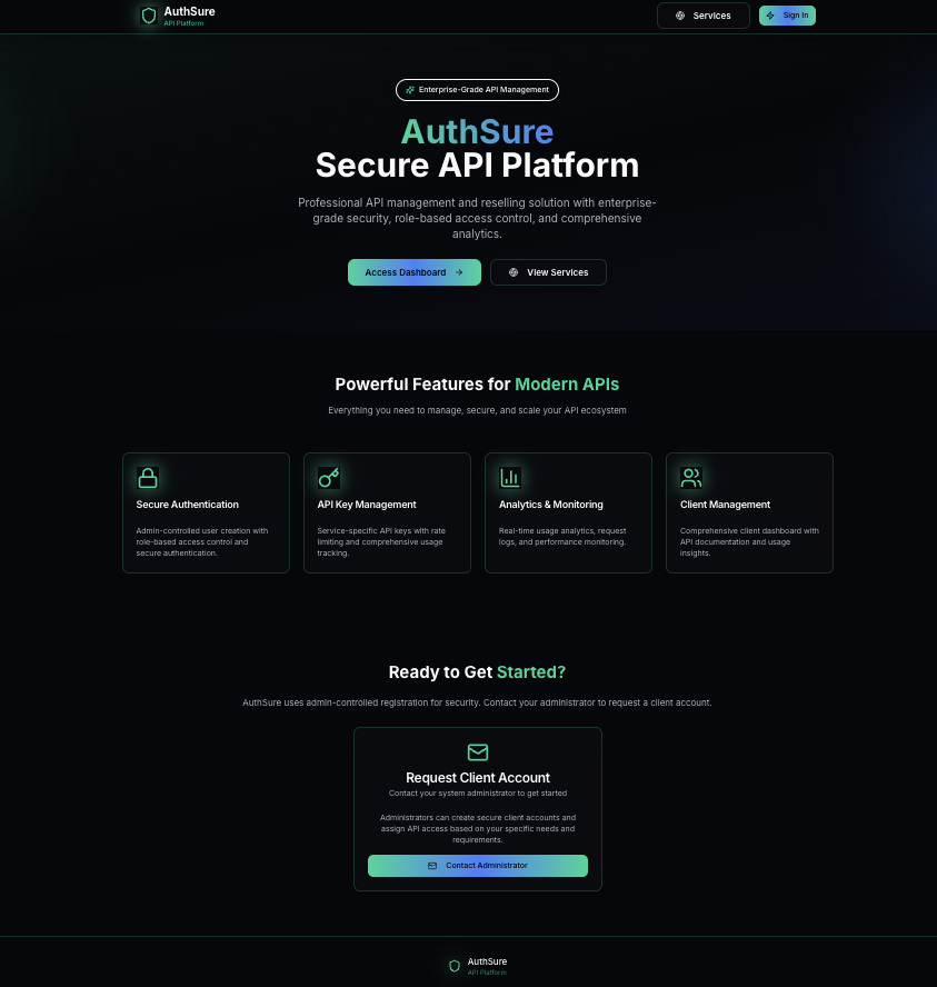 The authsure[.]in homepage