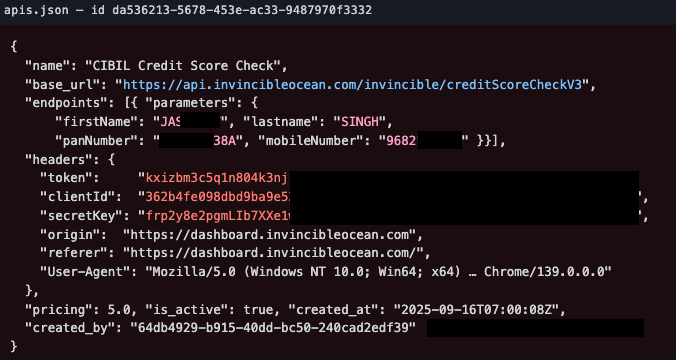 Live CIBIL API query