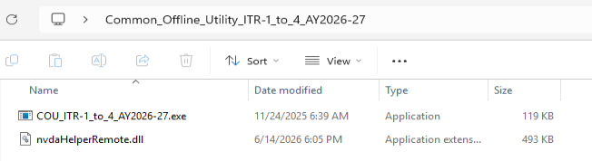 Overview of Archive: Common_Offline_Utility_ITR-1_to_4_AY2026-27.zip