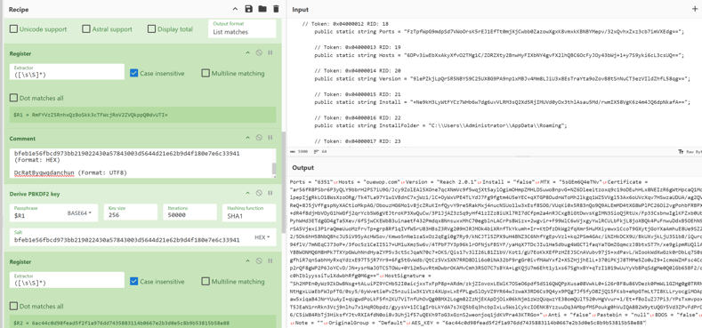 Decrypted RAT configuration: reproduced in Cyberchef