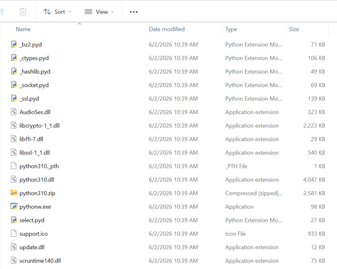 Extracted staging files