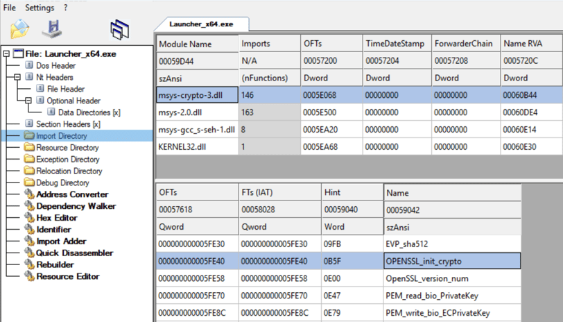 Launcher_x64.exe module dependencies