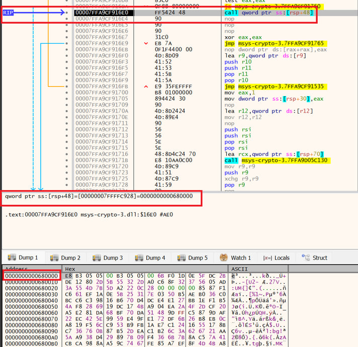 Execution transfer to shellcode017