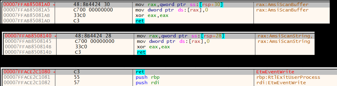 Patched APIs in memory
