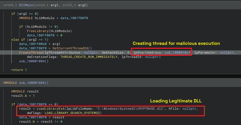 DllMain thread creation and legitimate module load