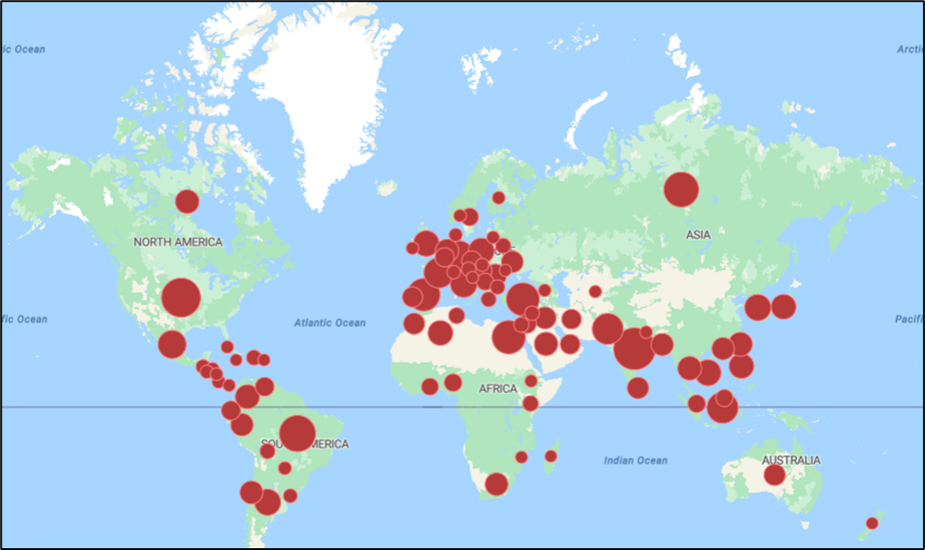 Distribution of users reached C2 across the globe