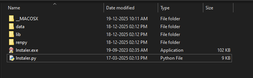 Files and directories dropped by zip