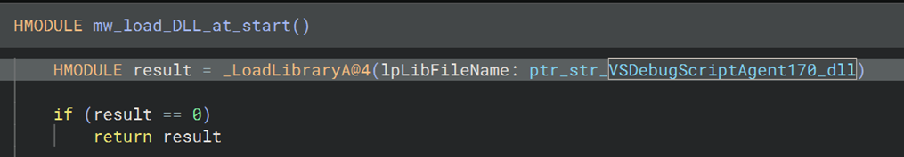 Module load using LoadLibraryA