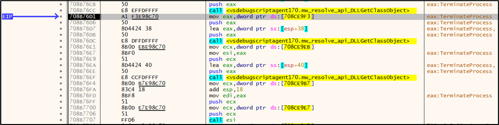 Dynamic API resolution using modified DllGetClassObject.