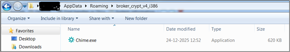 Dropped chime.exe in %AppData%\roaming\broker_crypt_v4_i386.