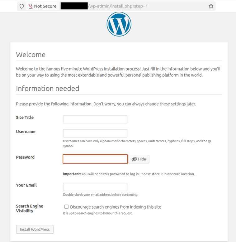 Screenshot of vulnerable websites due to misconfiguration